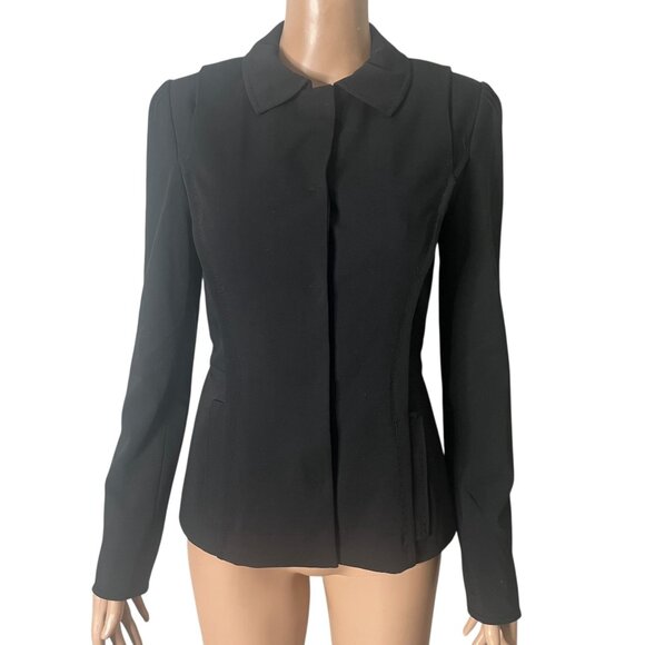 Elie Tahari Black Stretch Button-Front Womens Blazer Jacket Size S - Picture 7 of 10